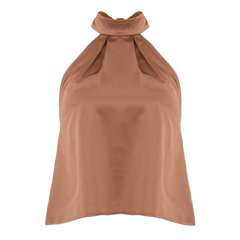 I Saw It First Womens/Ladies Satin Halter Top / Brown